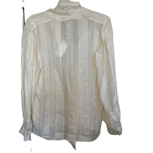 Tory Burch New Ivory Floral Chiffon Bow Blouse Size 4 - Picture 3 of 11